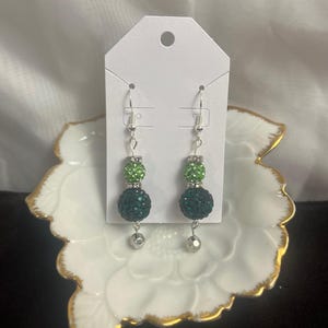 Green Rhinestone Resin Dangle Earrings, St. Patrick&#39;s Day Jewelry, Jewelry Gift For Her, St. Patrick&#39;s Accessories