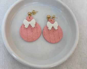 Handmade Polymer Clay Christmas Ball Ornament Earrings Gift Festive Holiday Jewelry