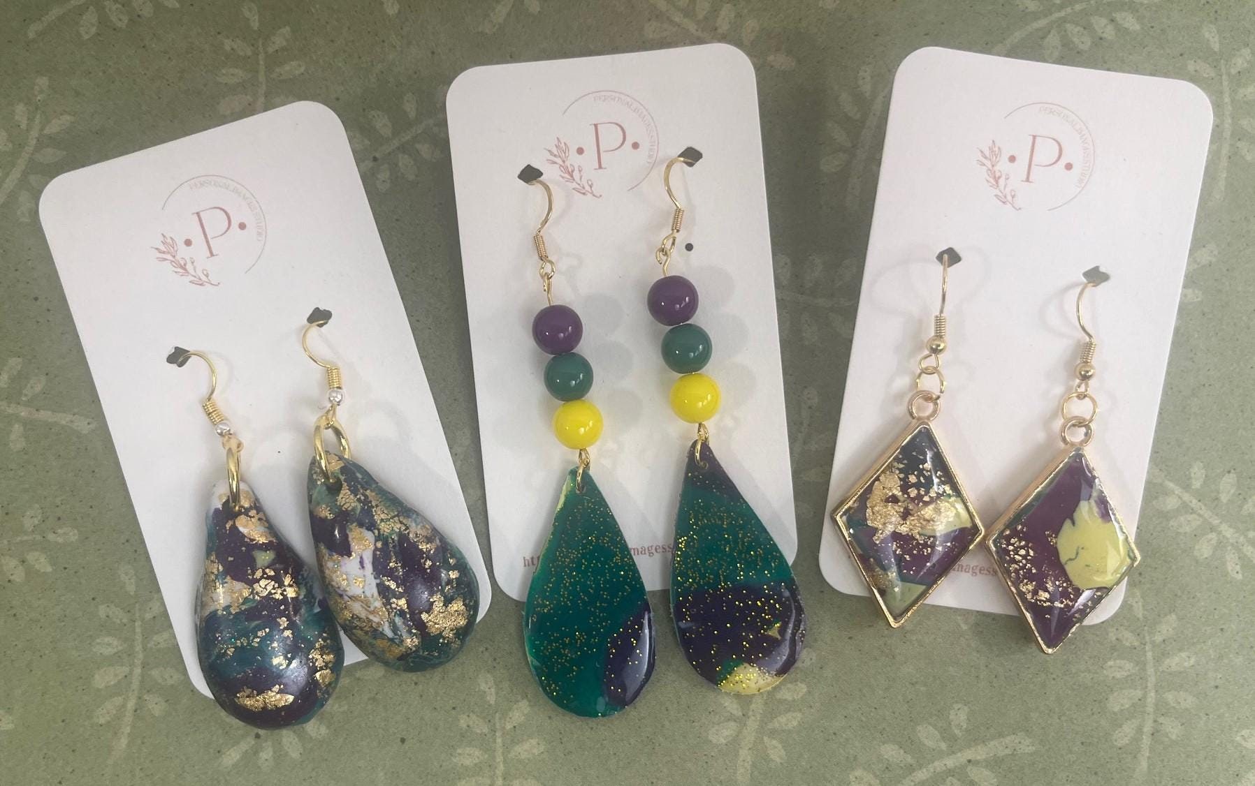 Orecchini con paillettes di Mardi Gras, orecchini per il ballo di Mardi Gras, gioielli di Mardi Gras, accessori per il ballo di Mardi Gras, strass di
