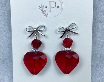 Elegant Heart Bead Earrings with sparkle