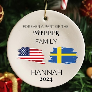Personalized Long Distance Gift | Exchange Student Keepsake | Gift For Foreign Exchange Students | Two Countries Ornament | Moving Away Gift