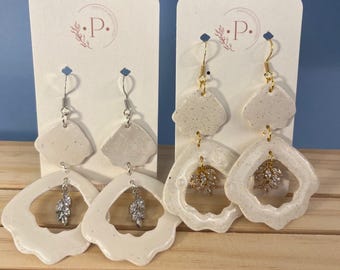 Wedding Bridal Shower Special Occasion Drop Dangle earrings w/gold or silver rhinestone