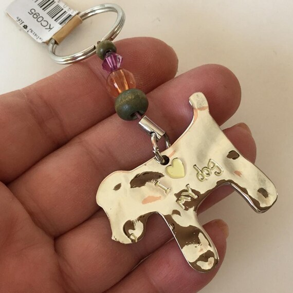dangling key chain, flat DOG shaped charm key chai