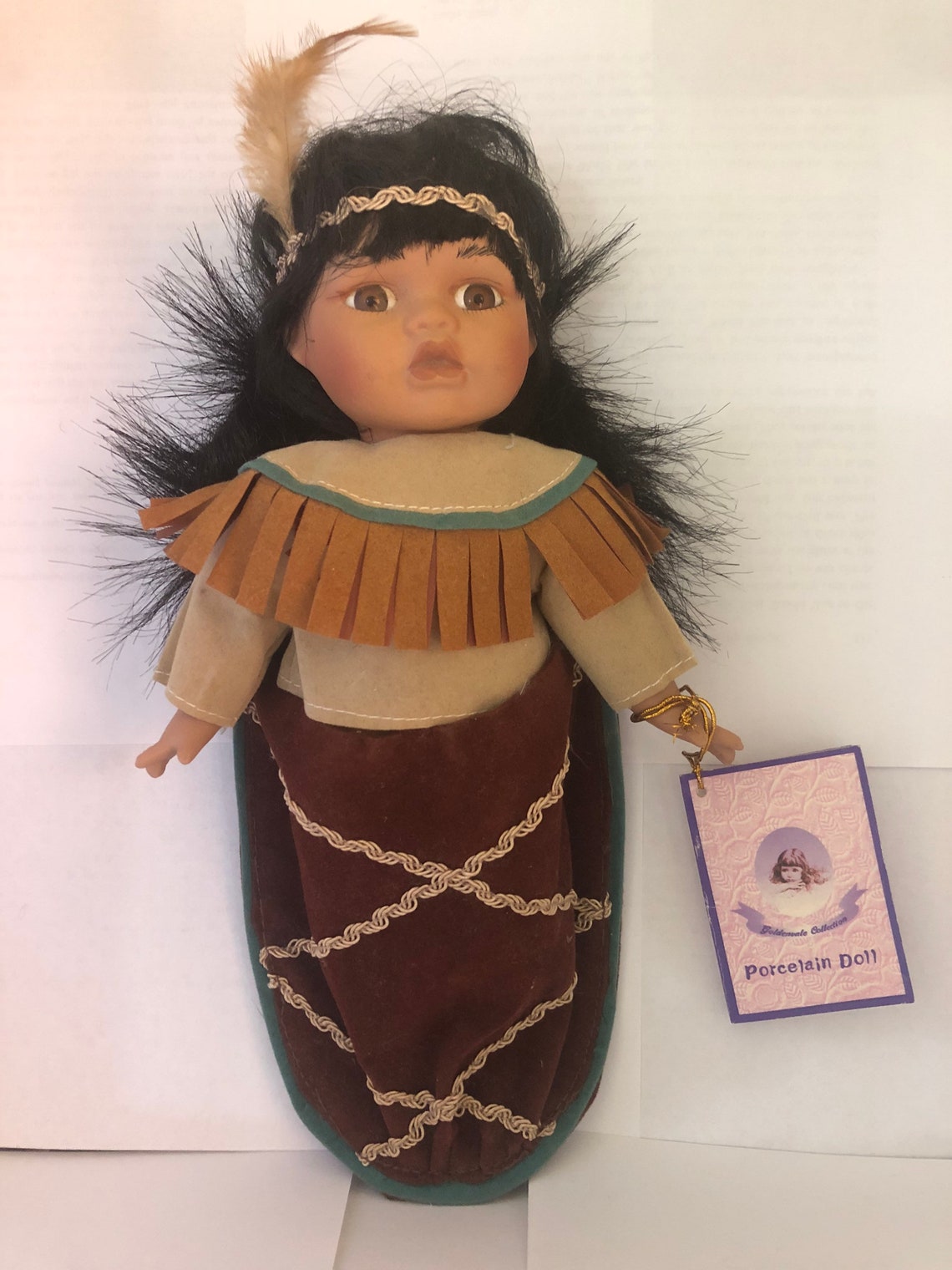 Vintage Two Native American Porcelain Dolls Baby and Lady Etsy