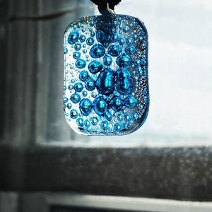Blue Bubble Glass Pendant - Handcrafted Ocean-Inspired Jewelry, Unique Water Droplet Necklace, Gift for Her
