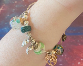 Gaia Charm Cuff Bangle Bracelet