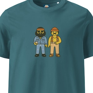 Cheech and Chong Organic Ribbed Neck T-Shirt: Vintage Movie Inspired Retro Comedy Tee