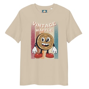 Camiseta vintage Waffleman orgánica con cuello acanalado - Camiseta unisex con gráfico retro para hombre y mujer