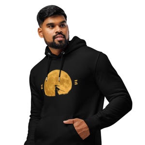 Bluza z kapturem Samurai Sunset Organic - Unisex Vintage Grafika Anime Inspirowana Minimalistycznym Projektem