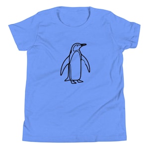 T-shirt minimaliste pour jeune pingouin : dessin artistique à manches courtes pour les enfants, les adolescents et les amoureux des animaux