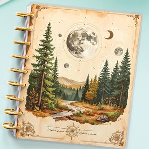 Moon Planner Cover for Disc Bound Planner | Planner Cover for Spiral Planner