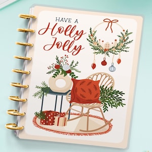 Holly Jolly Christmas Planner Cover for Disc Bound Planner | Planner Cover for Spiral Planner