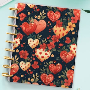 Vintage Hearts Planner Cover for Disc Bound Planner | Planner Cover for Spiral Planner