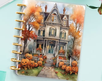 Fall House Planner Cover for Disc Bound Planner | Planner Cover for Spiral Planner