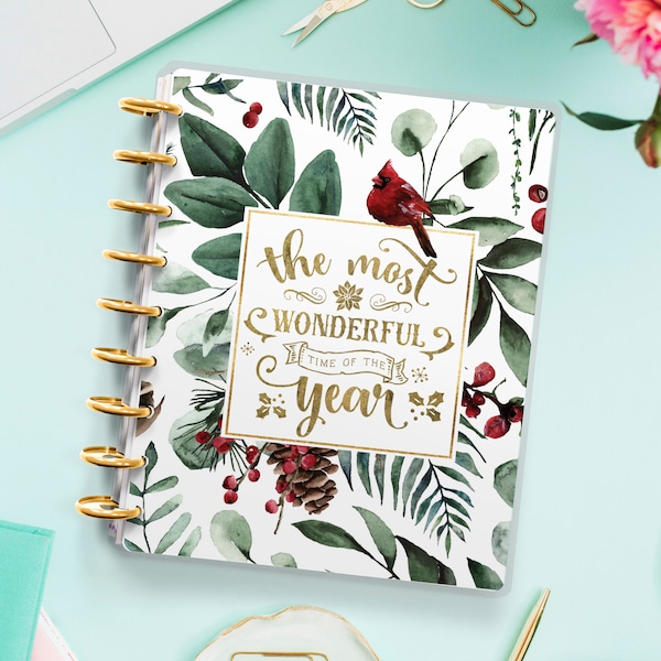 Happy Planner Cover - Erin Condren - Planner Cover for Disc Bound Planner and Spiral Cover - Christmas Cover