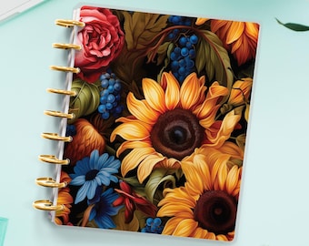 Zonnebloem planner hoes voor schijfgebonden planner | Planneromslag voor spiraalplanner