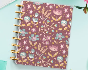 Floral Happy Planner Cover / Erin Condren / Planner Cover per Disc Bound Planner / Planner Cover per Spiral Planner