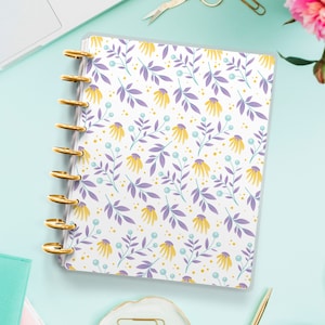Floral Happy Planner Cover | Erin Condren | Planner Cover for Disc Bound Planner | Planner Cover for Spiral Planner