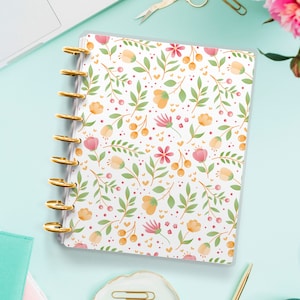 Floral Happy Planner Cover | Erin Condren | Planner Cover for Disc Bound Planner | Planner Cover for Spiral Planner