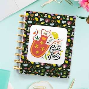 Recipe Book Cover - Happy Planner Cover - Erin Condren - Planner Cover for Disc Bound and Spiral Planner