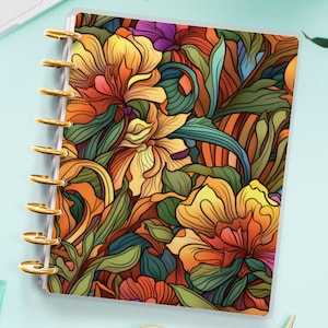 Abstract Flower Planner Cover for Disc Bound Planner | Planner Cover for Spiral Planner