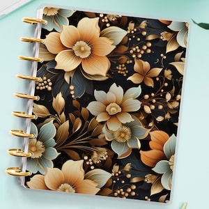 Gold Flower Planner Cover for Disc Bound Planner | Planner Cover for Spiral Planner