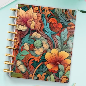 Abstract Flower Planner Cover for Disc Bound Planner | Planner Cover for Spiral Planner