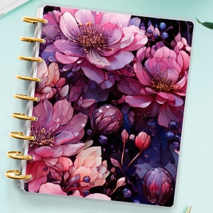 Pink Flower Planner Cover for Disc Bound Planner | Planner Cover for Spiral Planner