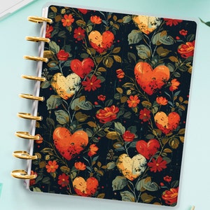 Vintage Hearts Planner Cover for Disc Bound Planner | Planner Cover for Spiral Planner