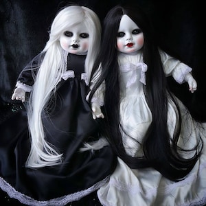 Black White twins sister OOAK CREEPY