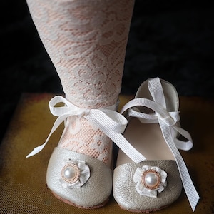 OOAK antique wedding doll shoes genuine leather
