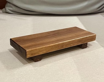 Wood Pedestal Soap Stand, Farmhouse Wood Riser, Soap Dish Holder/Tray Counter Decor for Bathroom Kitchen, Candle Plant Holder