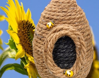 Bee Hive,Beehive Wreath Attachment,Jute Bee Hive Decor,Bee Hive for Wreaths,Swag Attachment, Display Bee Hive for Tier Tray, Supply.