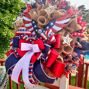 Patriotic Wreath,Eagle Wreath,Red White & Blue American Wreath,Patriotic For Front Door,Eagle Veterans Wreath,Patriotic Decor,Eagle Wall Art image 4