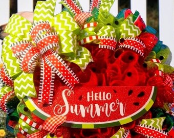 Watermelon Wreath, Watermelon Front Door Decor,Colorful Summer Front Door Hanger, Summer Porch Decoration,Watermelon Summer Wall Decor.