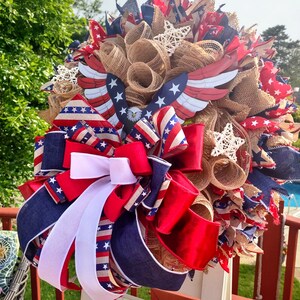 Patriotic Wreath,Eagle Wreath,Red White & Blue American Wreath,Patriotic For Front Door,Eagle Veterans Wreath,Patriotic Decor,Eagle Wall Art image 8