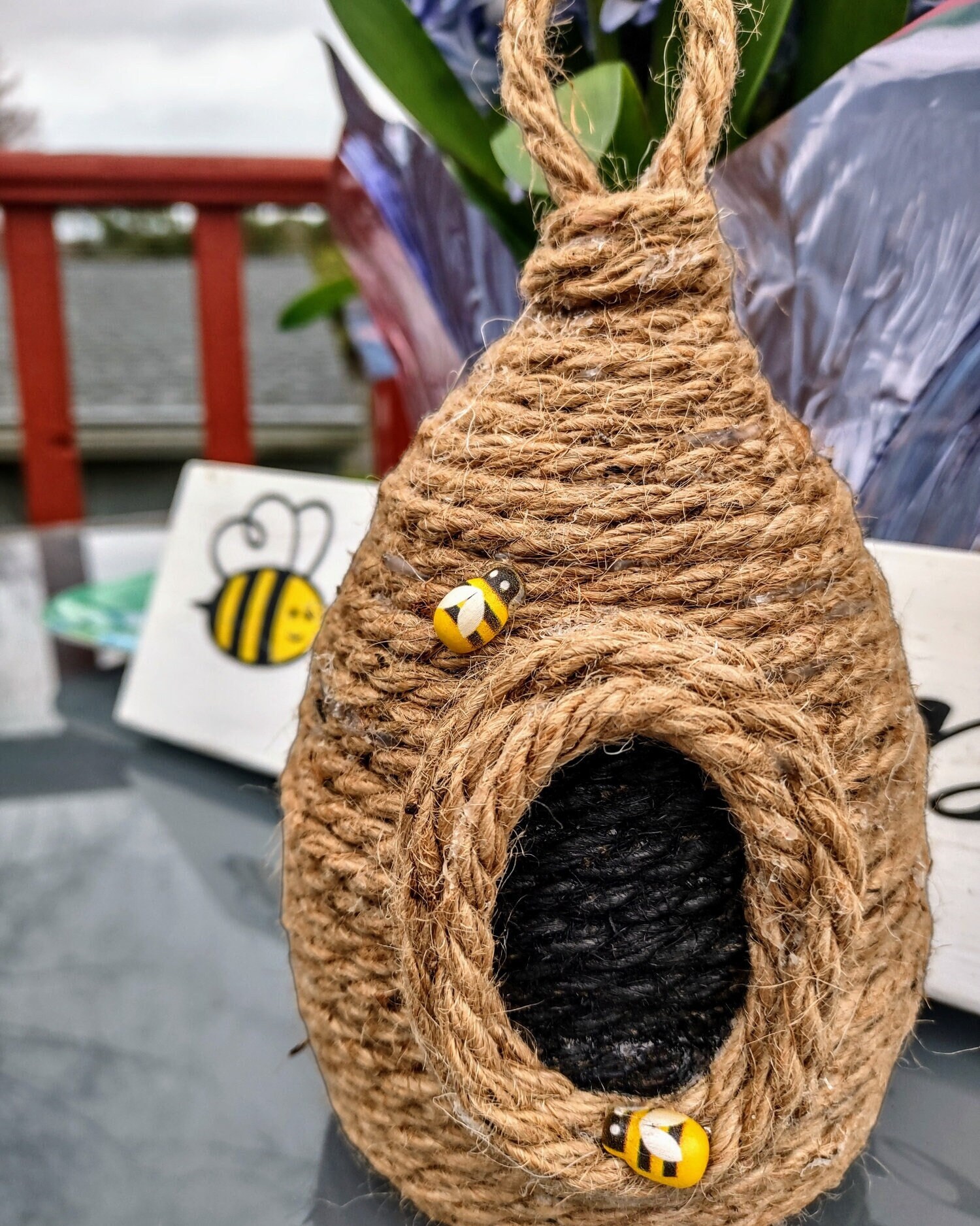 Bee Hive, Bee Skep, Honey Bee Decor, Bee Tiered Tray Decor, Spring Tiered  Tray, Rae Dunn Accessories, Small Grapevine Bee Hive, Summer Decor 