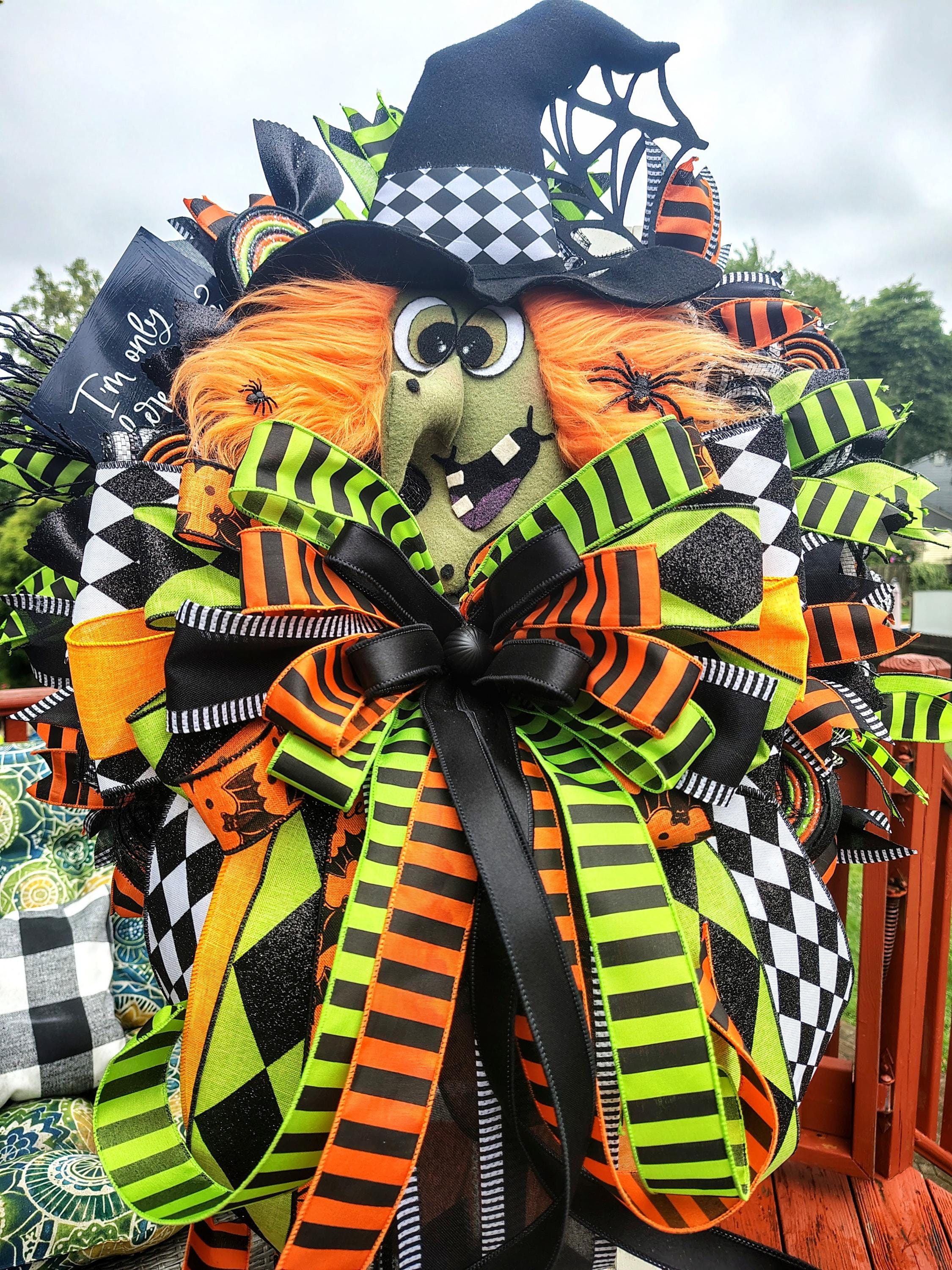 Whimsical Halloween Witch Wreath - Spooky Front Door Decor for Trick-or ...