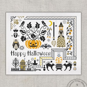 Happy Halloween cross stitch motif diy embroidery