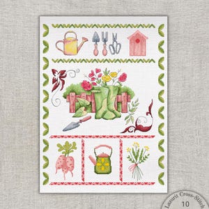 Spring Garden Cross Stitch Sampler - Floral DIY Embroidery Pattern, Garden Lover&#39;s Cross Stitch Sampler - Spring Floral Needlework Design