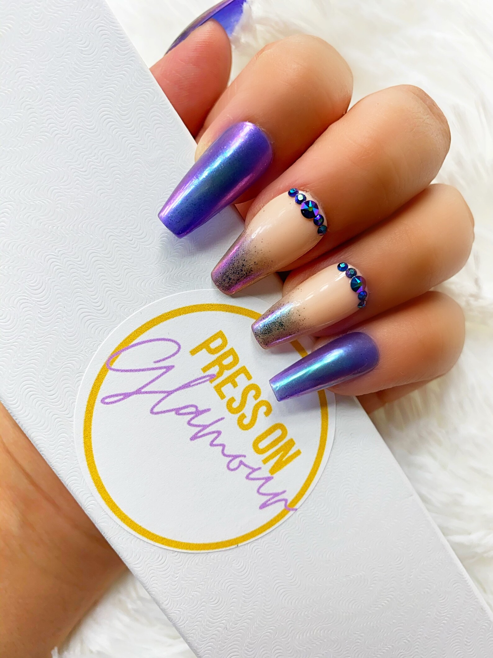 Purple holographic nails | Etsy