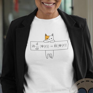 Schrödinger equation shirt - unisex - quantum mechanics and cute cat t-shirt - phisics teacher gift