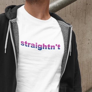 Bi pride shirt - Unisex - Straightn't with bisexual flag colors - Funny tee