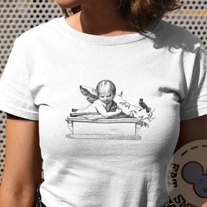 vintage cherub angel shirt - unisex - old style / retro shirt with an angel, love gift