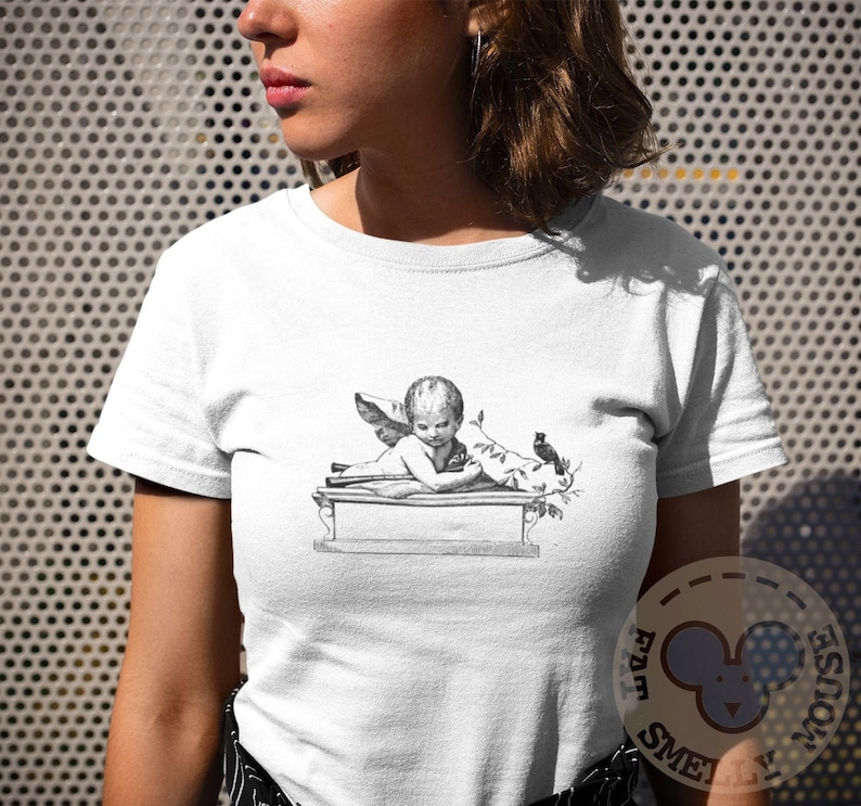 Vintage Cherub Angel Shirt Unisex Old Style / Retro Shirt With an Angel
