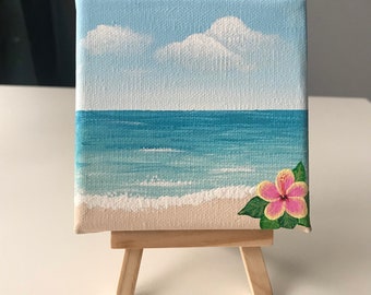 MADE TO ORDER 4x4 Mini Canvas Beach Scene Acrylic Painting With