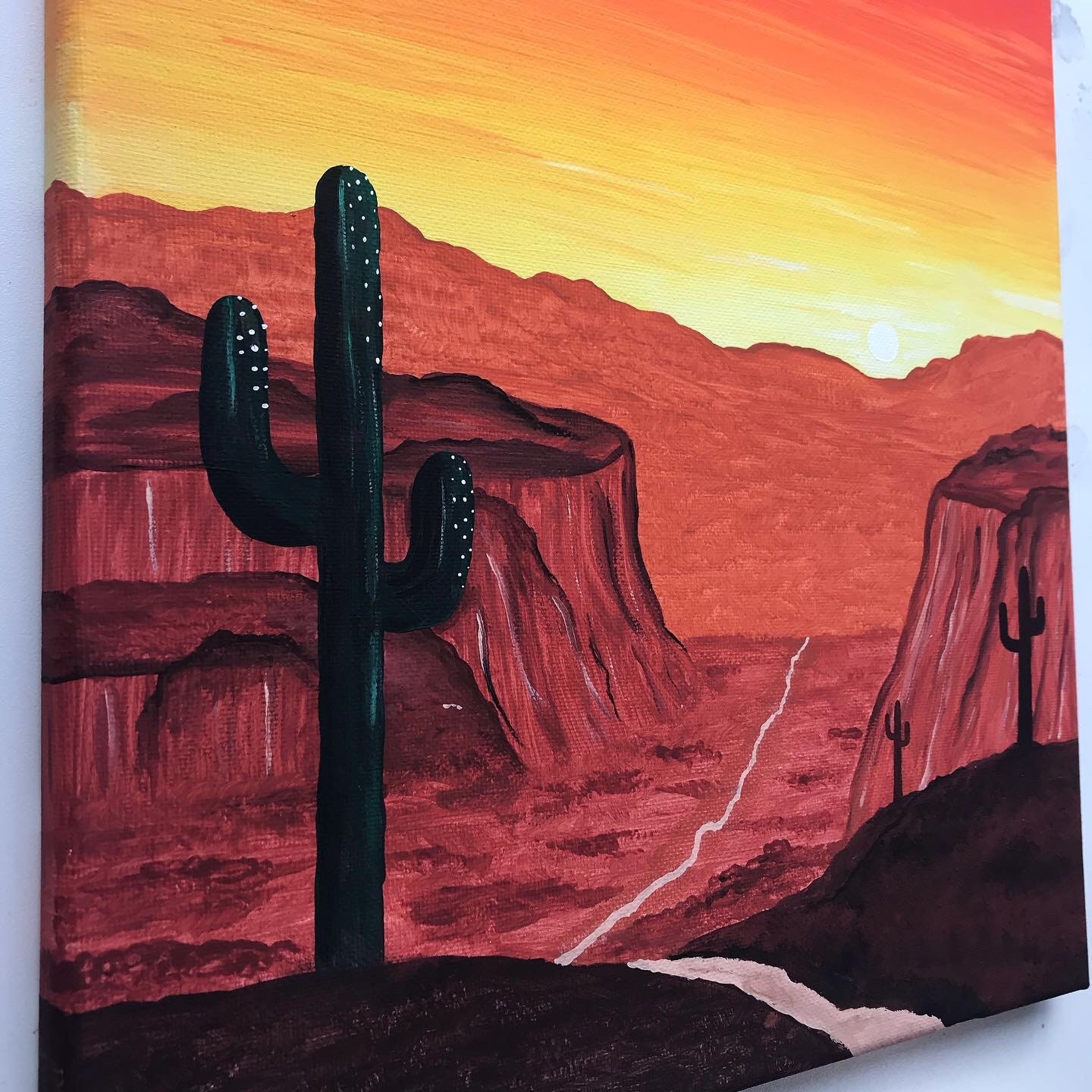9x12 Pastel Boardwalk Sunset Acrylic Painting // Sunset Art