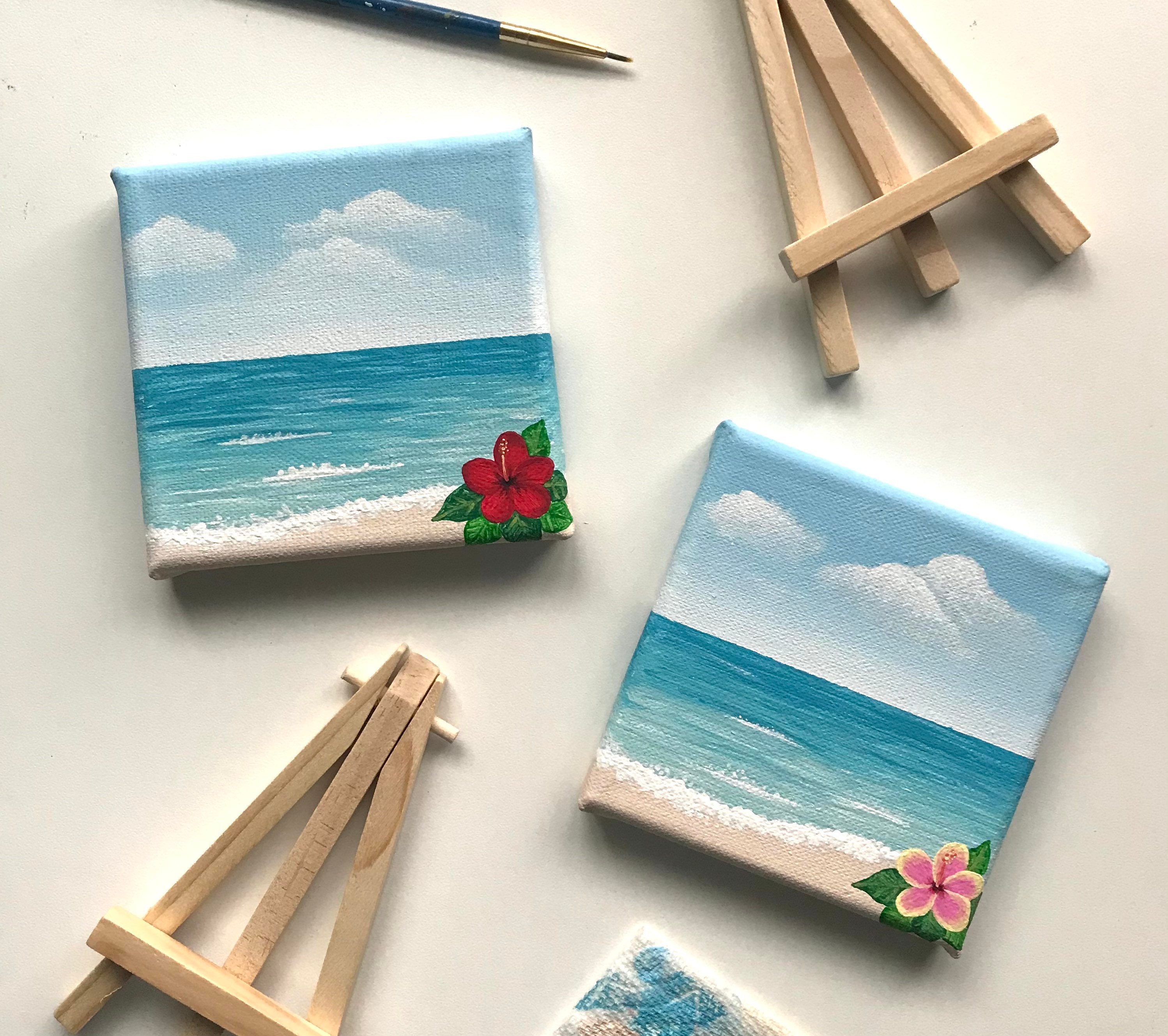 MADE TO ORDER 4x4 Mini Canvas Beach Scene Acrylic Painting With