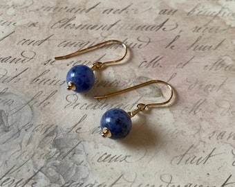 Sodalite and 14kt gold filled drop earrings