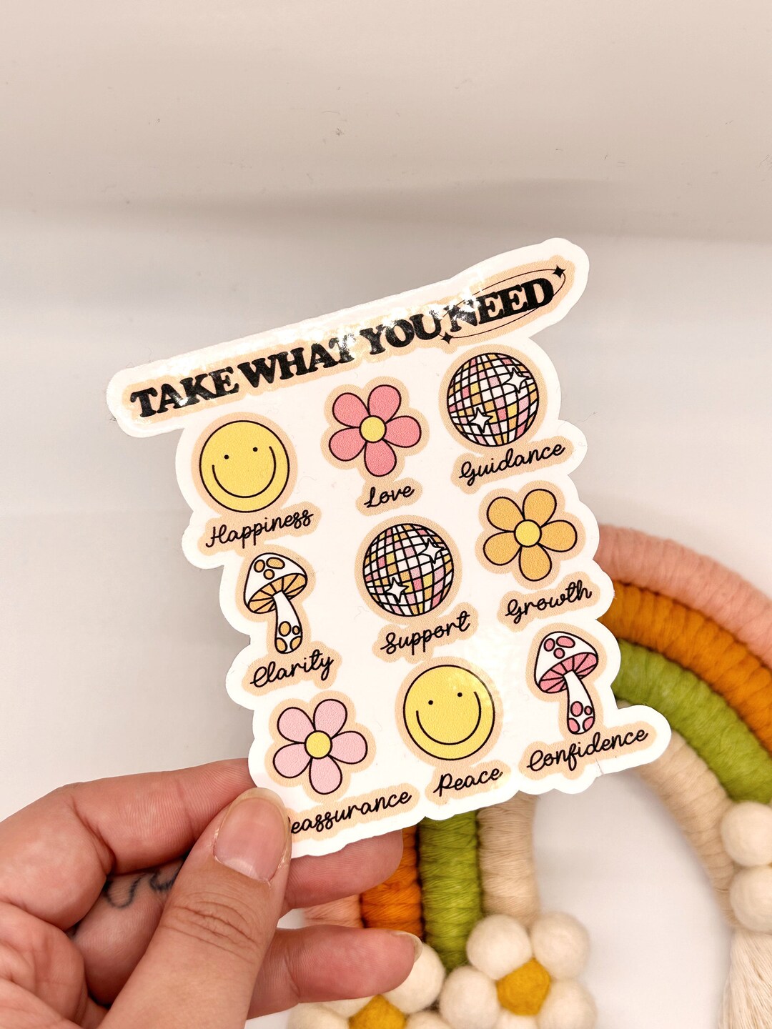 Take What You Need Groovy Sticker, Mental Health Sticker, Groovy ...